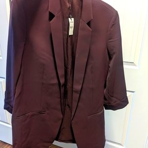 Express boyfriend lightweight blazer - large - burgundy